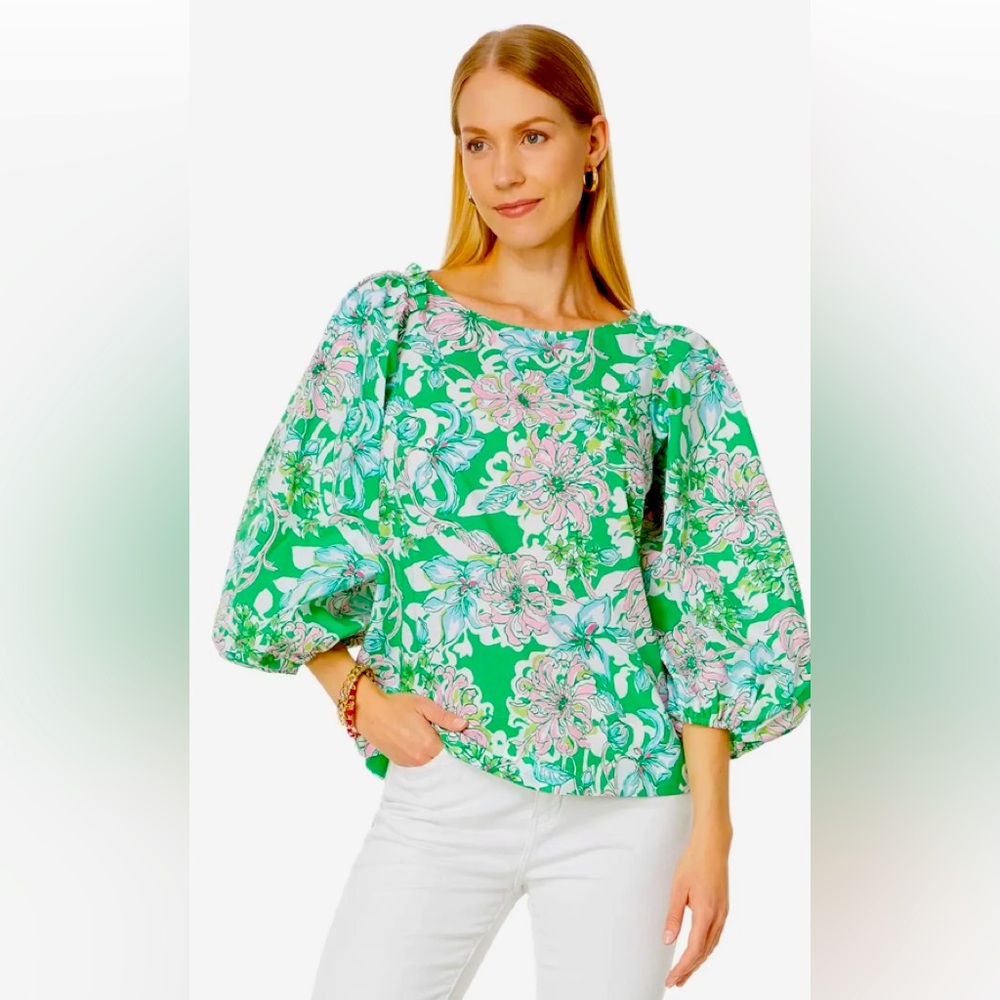 NWT Lilly Pulitzer Barbara 3/4 cotton shirt size 12